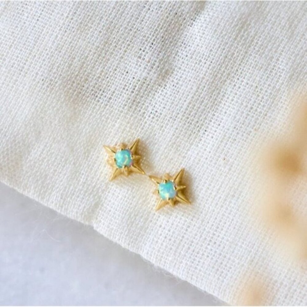 Star Stud Earring Starburst Opal Dainty Stud Earrings October Birthstone jewelry